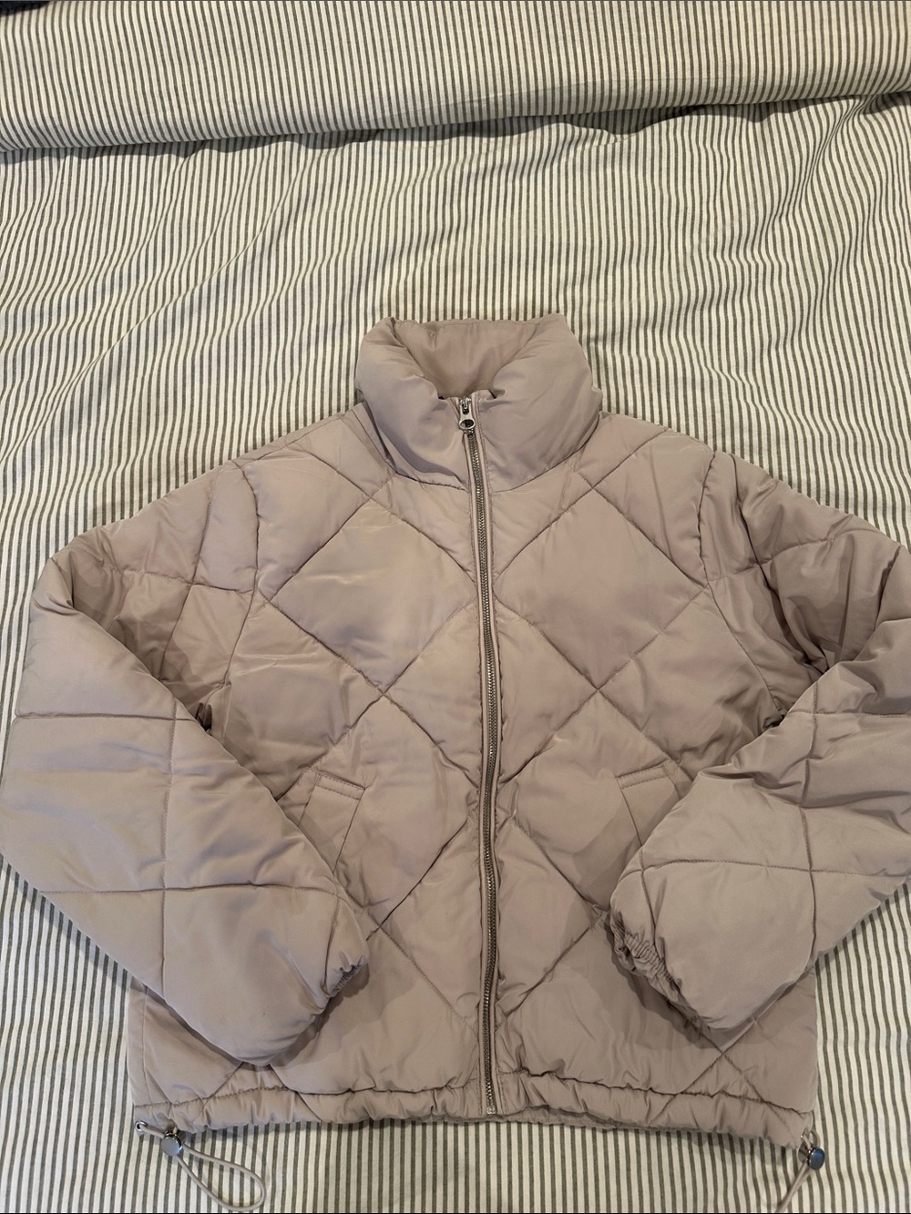 H&M Quilted Puffer Jacket - Taupe